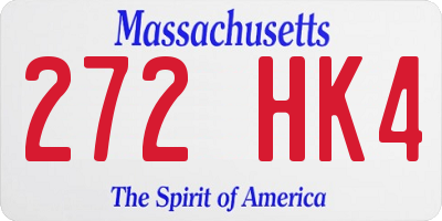 MA license plate 272HK4