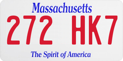 MA license plate 272HK7