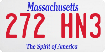 MA license plate 272HN3