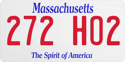 MA license plate 272HO2