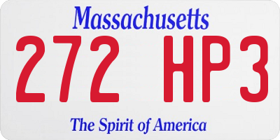 MA license plate 272HP3