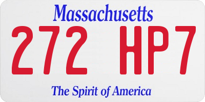 MA license plate 272HP7