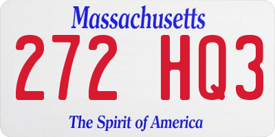 MA license plate 272HQ3