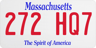 MA license plate 272HQ7