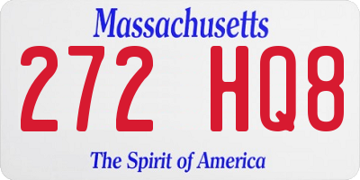 MA license plate 272HQ8