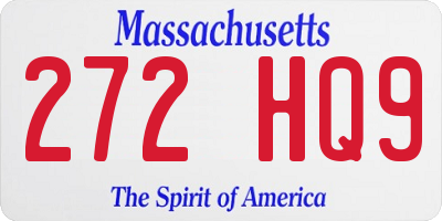 MA license plate 272HQ9