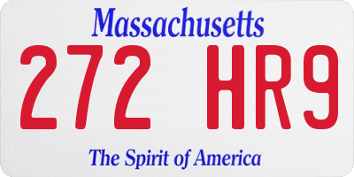 MA license plate 272HR9