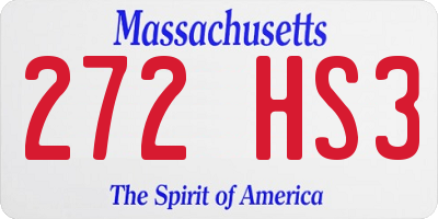 MA license plate 272HS3