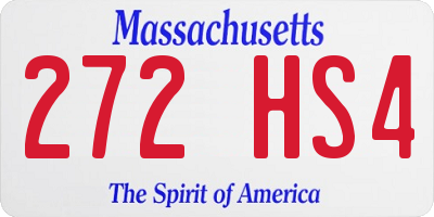 MA license plate 272HS4