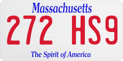 MA license plate 272HS9