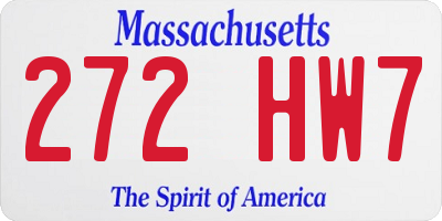 MA license plate 272HW7