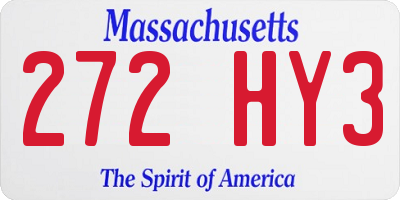MA license plate 272HY3