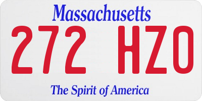 MA license plate 272HZ0