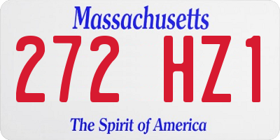 MA license plate 272HZ1
