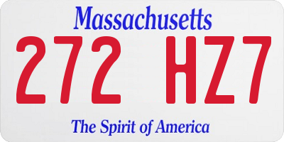 MA license plate 272HZ7