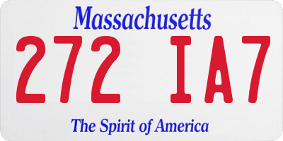 MA license plate 272IA7
