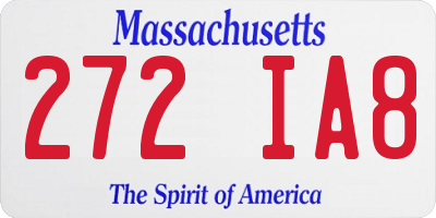 MA license plate 272IA8