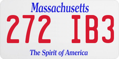 MA license plate 272IB3