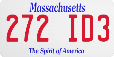 MA license plate 272ID3