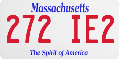 MA license plate 272IE2
