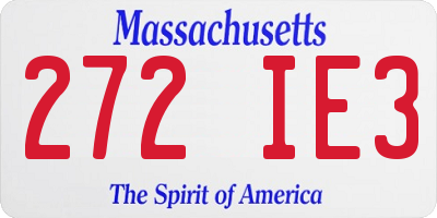 MA license plate 272IE3