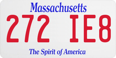 MA license plate 272IE8