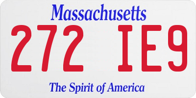 MA license plate 272IE9