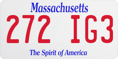 MA license plate 272IG3