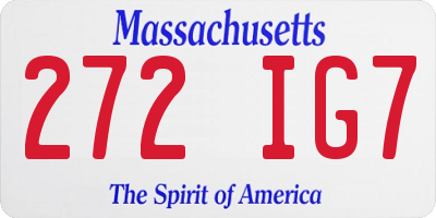 MA license plate 272IG7