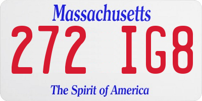 MA license plate 272IG8