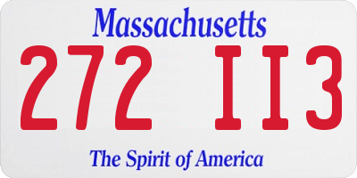 MA license plate 272II3