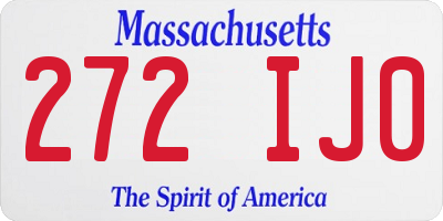MA license plate 272IJ0