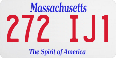 MA license plate 272IJ1