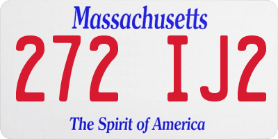 MA license plate 272IJ2