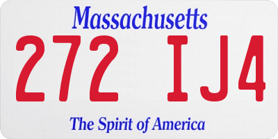MA license plate 272IJ4