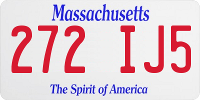 MA license plate 272IJ5