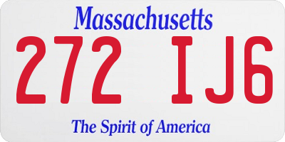 MA license plate 272IJ6