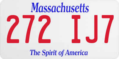MA license plate 272IJ7