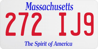 MA license plate 272IJ9