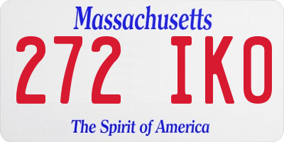 MA license plate 272IK0