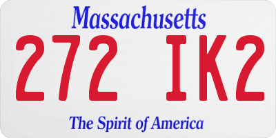 MA license plate 272IK2