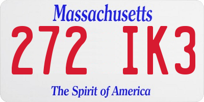 MA license plate 272IK3