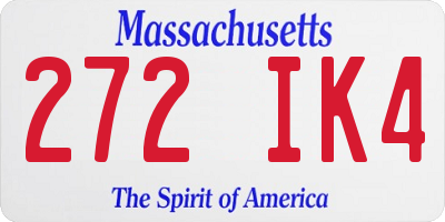 MA license plate 272IK4