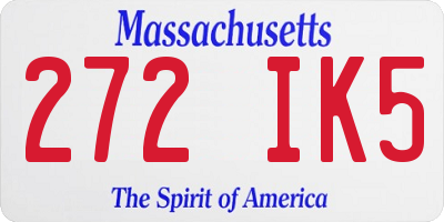 MA license plate 272IK5