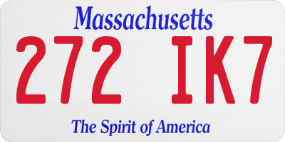 MA license plate 272IK7