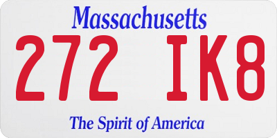 MA license plate 272IK8