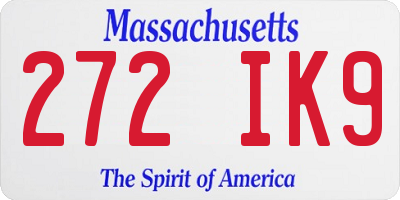 MA license plate 272IK9
