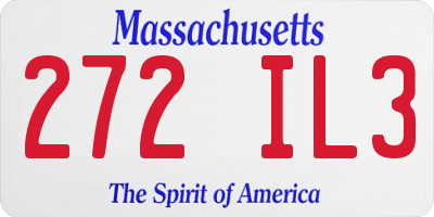 MA license plate 272IL3