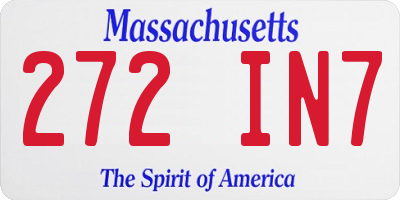 MA license plate 272IN7