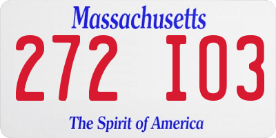 MA license plate 272IO3
